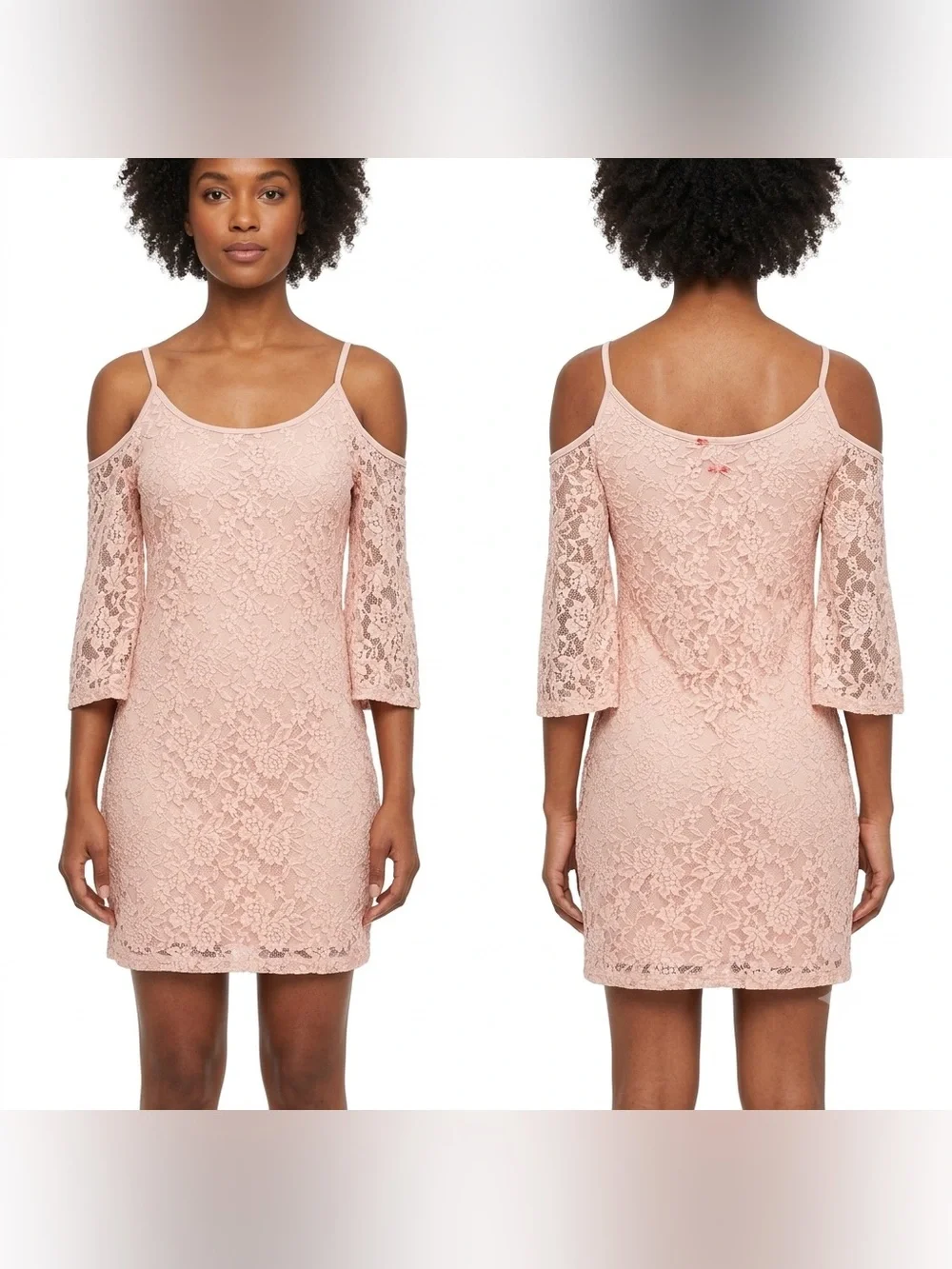 Urban Rose Pink Floral Lace Cold Shoulder Mini Dress - Size Small